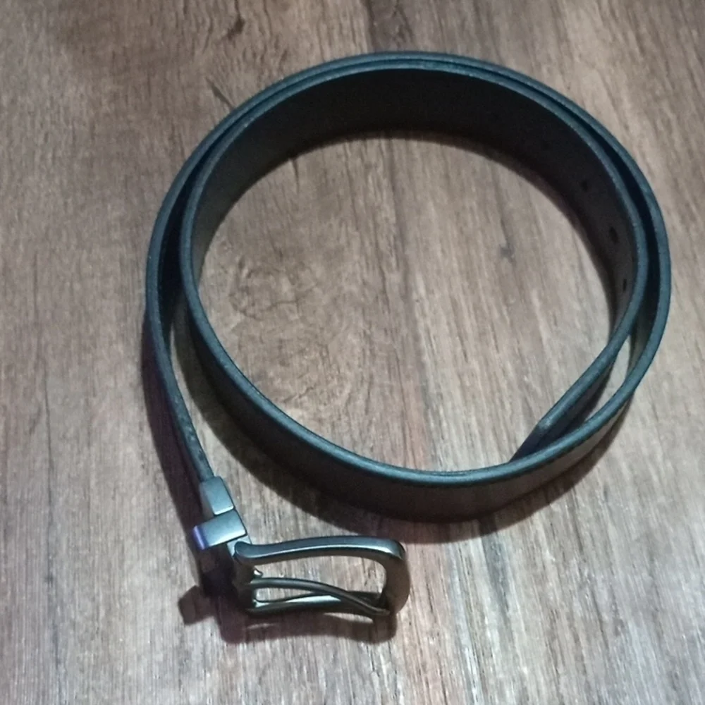 Black Wide Leather Buckle Belt